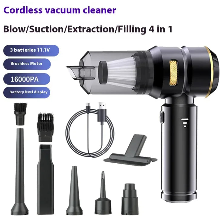 4-in-1 cordless car vacuum cleaner with attachments