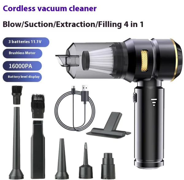 4-in-1 cordless car vacuum cleaner with attachments