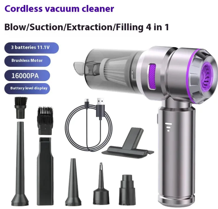 Cordless car vacuum cleaner battery display and brushless motor
